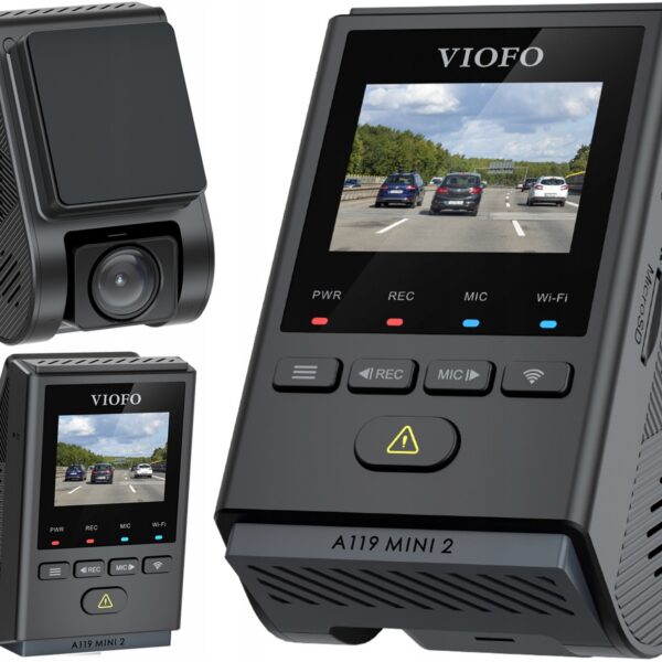 Kamera samochodowa Viofo A119 Mini 2 zamontowana na szybie pojazdu