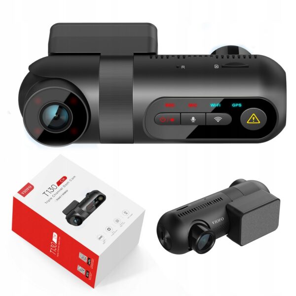 Wideorejestrator VIOFO T130 2CH z kamerą przednią i obrotową kamerą wewnętrzną na podczerwień