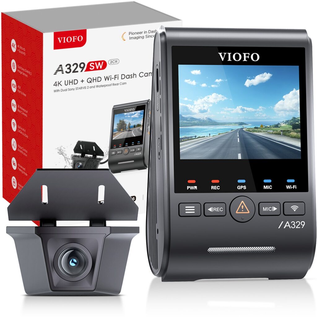 Wideorejestrator VIOFO A329SW 2CH z zewnętrzną wodoodporną kamerą tylną i modułem GPS