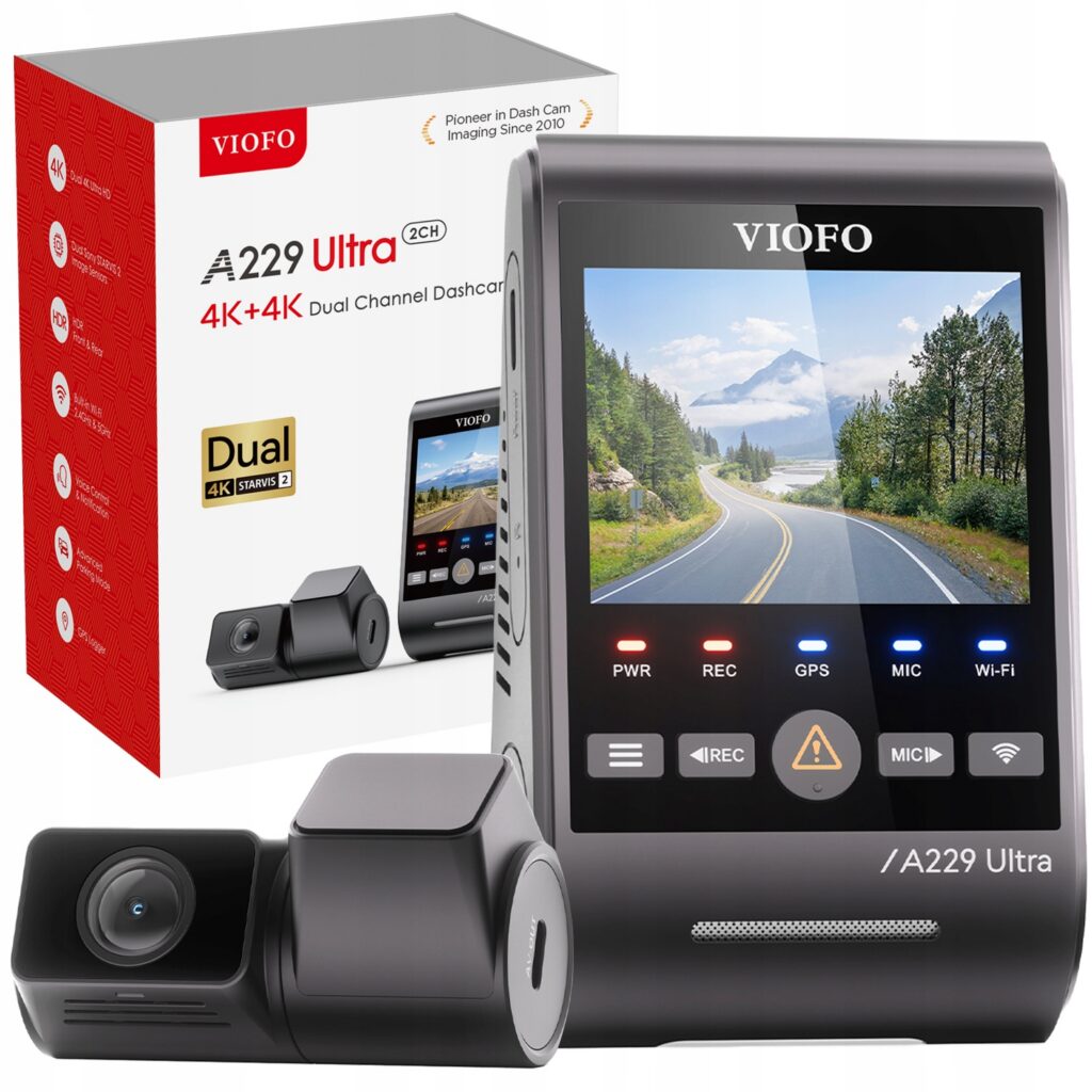 VIOFO A229 ULTRA 2CH z kamerą przednią i tylną 4K HDR