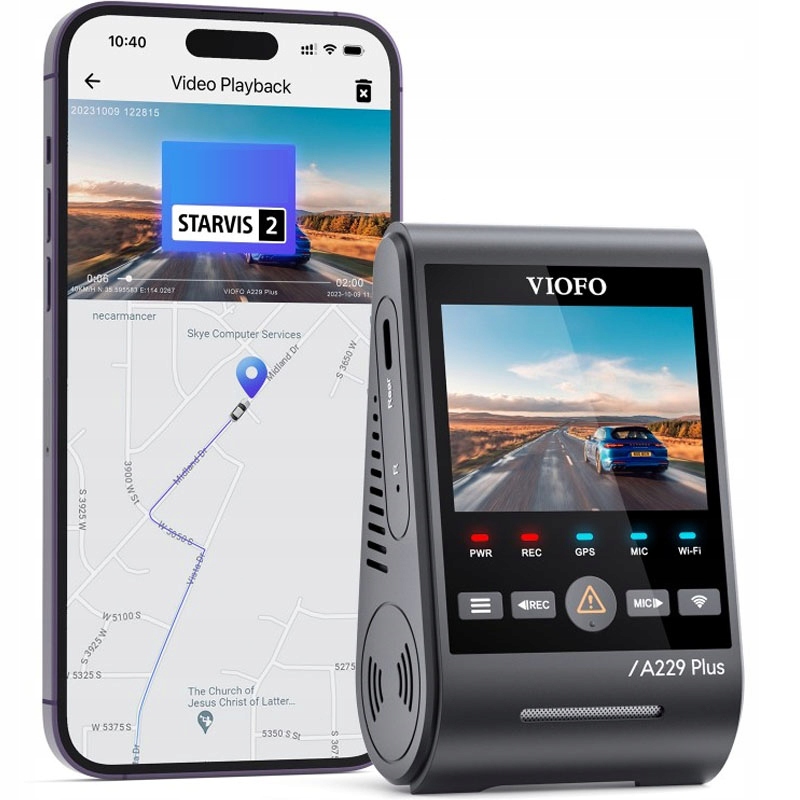 videorejestrator samochodowy Viofo A229 Plus 1CH z GPS i WiFi na przednią szybę