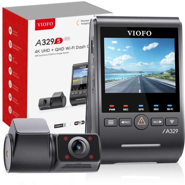 Wideorejestrator VIOFO A329S 2CH-IR z kamerą wewnętrzną fisheye 2K i sensorem Sony Starvis 2