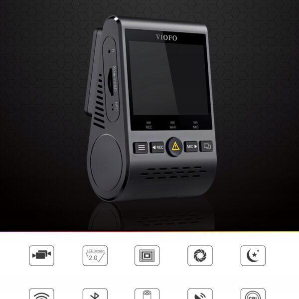 Kamera samochodowa A129 marki VIOFO zamontowana na szybie pojazdu